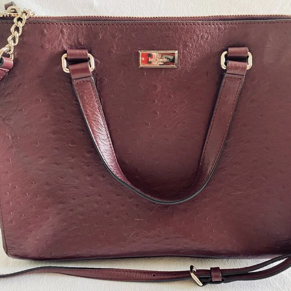 kate spade New York Bristol Drive 100% leather handbag cherrywood luxury classic